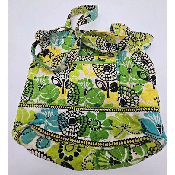 Vera Bradley Limes Up Tote Bag With Coin Pouch Set Floral Pattern Cotton - Picture 7 of 9